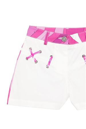 bermuda in cotone bianco e rosa EMILIO PUCCI KIDS | PY6B19G0199100FU